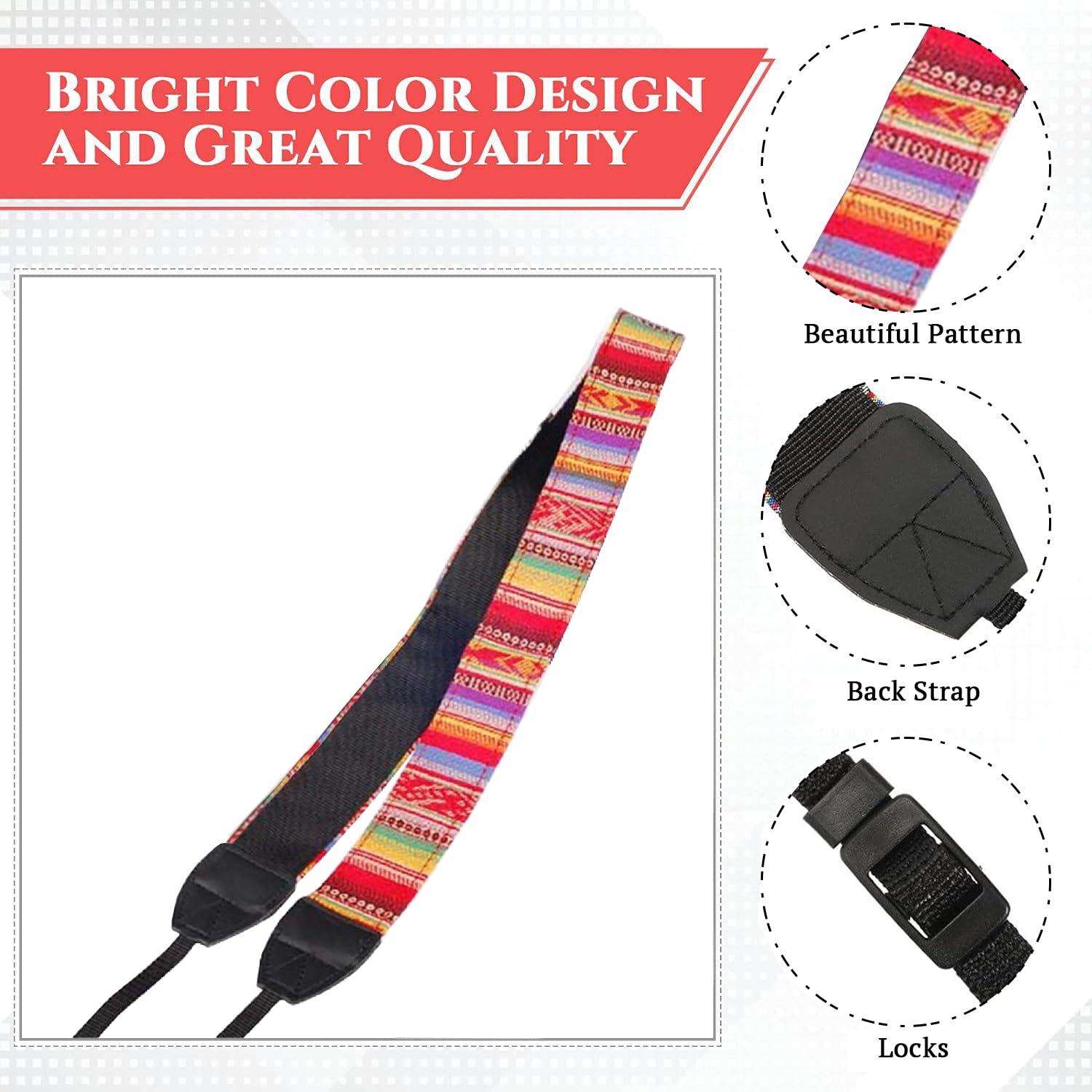SYGA 1 Piece Black Coloured DSLR Camera Shoulder Strap