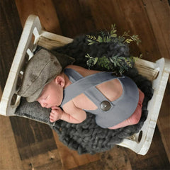 MOMISY Baby Photography Prop Outfit, Dungaree Costume, 0-3 Months, Newborn (IN, Age, 0 Months, 3 Months, Regular, Baby, Grey)