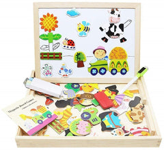 SYGA Wooden Kids Educational Toys Magnetic Easel Double Side Dry Erase Board Puzzles Games