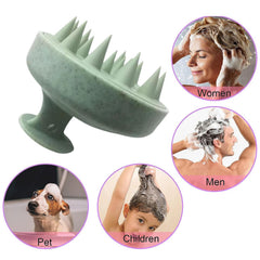 MOMISY Scalp Massager Shampoo Brush, Eco-Friendly Wheat Straw Body With Soft Silicon Bristles, Hair Scalp Scrubber, Scalp Exfoliator | Dandruff Removal, Prevents Hair Loss For Men, Women (Green)