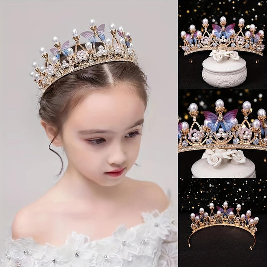 SYGA Girls Crystal Tiara Crown Women Flower Butterfly Princess Headband Gift for Wedding Prom Birthday Party Pageant Christmas Hair Accessories Costume Party Gift Present for 8-16 Years Teens Jewelery