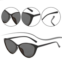 SYGA Style Cat-Eye Ultra-Light Sunglasses Anti-UV Big Face Myopia Sunglasses (Black)