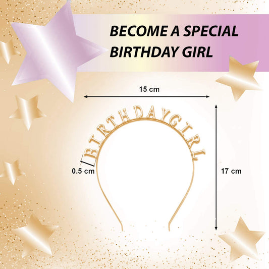 SYGA"BIRTHDAY GIRL" Headband For Girls Bday Party Favors Headwear Hairband(Gold)