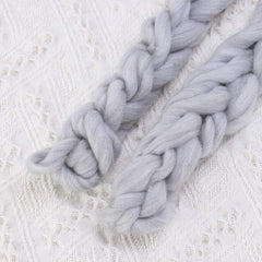 MOMISY Newborn Baby Photography Prop Wool Wrap Braided Rope Basket Filler Stretchy Baby Scarf Photo Props DIY Bliss Sleeping Rug Soft Baby Blanket Art- Light Grey
