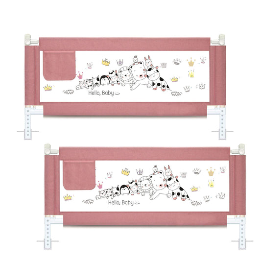 SYGA 1.5 & 2.0 M Pack of 2 Animal Print Baby Safety Bed Rail_Pink