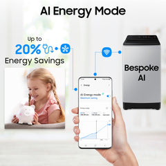 Samsung Smart Choice 10 Kg, 5 Star, AI Wash, AI Energy Mode, Wi-Fi, Ecobubble, AI VRT+, Soft Closing Door, Digital Inverter, Fully-Automatic Top Load Washing Machine (WA80F10E2LTL, Lavender Gray)