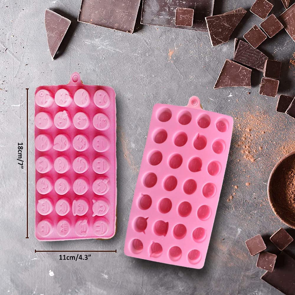 SYGA 28-Cavity Emoji Emotion Cake Mold Smiley Chocolate Candy Baking Mould Pink