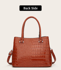 SYGA Women's Handbag Versatile Casual Crocodile Pattern Shoulder Bag(LIGHT BROWN)
