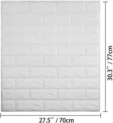SYGA 3D Brick Wallpapers for Wall, Wall Stickers Self Adhesive Panel for Home Decoration Kitchen Bedroom Living Room Hall Kids Room, Tile Pattern, White, 16Pcs (70cm*77cm)
