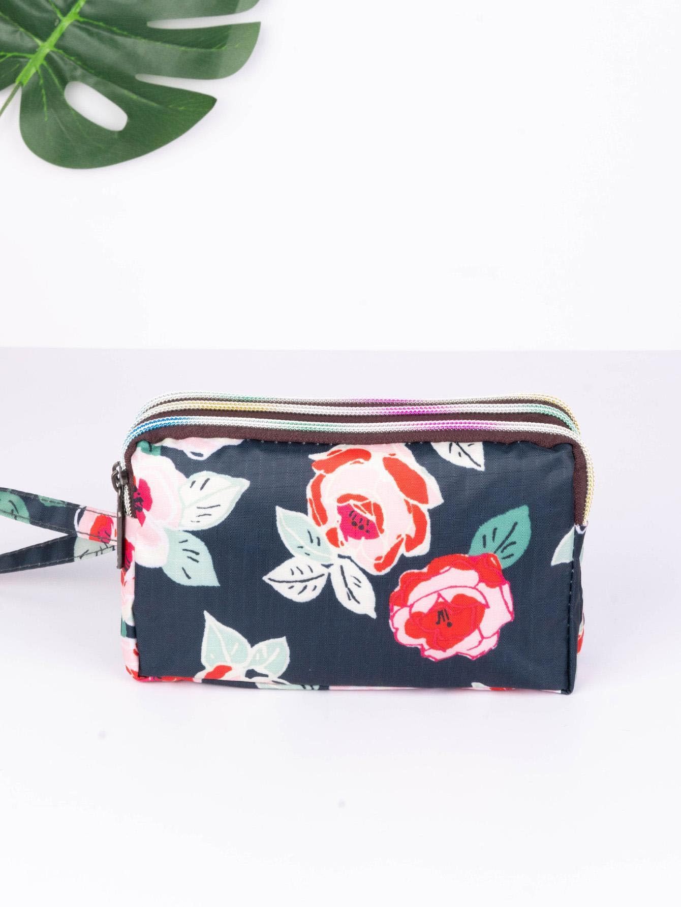 SYGA Women's Clutch Canvas Art Three-Layer Long Wallet Women's Handbag Large Capacity Key Coin Purse Casual Mobile Phone Bag