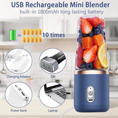 Portable Blender Electric Juicers Fruit Mixers USB Rechargeable Smoothie Mini Personal Juicer 6 Blades 3Gears With 1500 Mah Rechargeable Battery-Smoothie Blender (Style2)