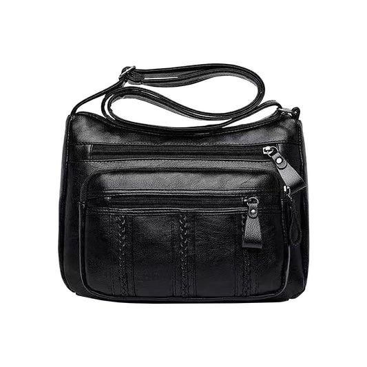 SYGA PU Leather Crossbody Bag for Women, Multi-Pocket Handbag (Black)