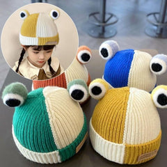 MOMISY Baby Beanie Hat, Chess Warm Toddlers Winter Hat, Double Pom Pom Beanies for Boys & Girls Woolen Knitted Cap (6 Months - 2 Years) (Yellow)