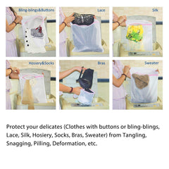 MOMISY Mesh Laundry Clothes Washing Bags Socks Lingerie Saver Mesh Wash Pouch Net Zipped Bag-Set of 3