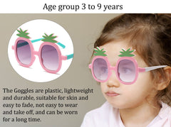 SYGA Classic Children's Sunglasses Sunglasses Pineapple Cartoon Various Optional Mirrors Trendy Children's Glasses (Pineapple-Black)