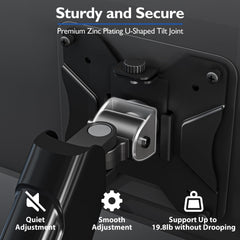BONTEC Single Monitor Arm Desk Mount for 13-34 Inch Screens, Adjustable Gas Spring Arm with Tilt, Swivel, Rotation, VESA 75x75mm 100x100mm, Holds up to 19.8lbs, C-Clamp & Grommet Base, Ergonomic Stand