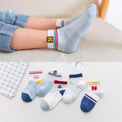MOMISY 5 Pairs Girl Boys Tube Socks Toddlers Infant Solid Color Boat Spring and Autumn Socks Stretch Baby kids Sock (Symbol, 9 Year to 12 Year)