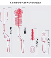 Syga Baby Milk Bottle Nipple Straw Brush Sponge Nylon Cleaning Brush Cleaner Bottle Tong Set (Color May Vary) (4 Pcs)