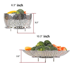 SYGA Stainless Steel Vegetable Steamer Basket/Insert for Pots, Pans, Crock Pots & More. 6.3" to 10.3"
