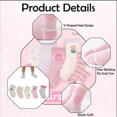 MOMISY 5 Pairs Baby Kids Girl Boys Tube Socks Toddlers Comfortable Ankel Length gifts (IN, Age, 3 Years, 5 Years, Flower Rabbit)