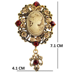 SYGA Brooch Pin Fashion Crystal Rhinestone Jewellery Pin Vintage Clothing Accessories Decoration Retro Beauty Head Crystal Gold Brooches For Women- S250