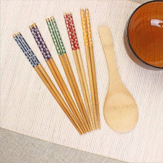SYGA Handmade Japanese Natural Wood Wooden Chopsticks Spoon Sets