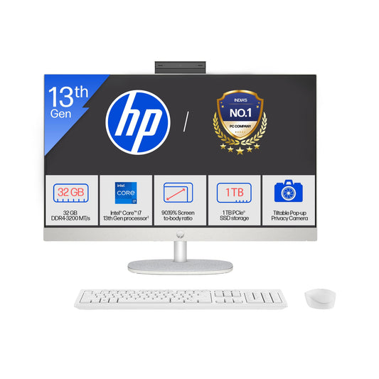 HP All-in-One, 13th Gen Intel Core i7-1355U (32GB DDR4, 1TB SSD) IPS, Three-Sided, Micro-Edge, Anti-Glare, FHD, 27''(68.6 cm), Win 11 Home, Office 24, 6.72kg, FHD Camera, 27-cr0068in