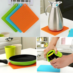 SYGA Set of 4 Silicone Square Durable Flexible, Non-Slip Heat Resistant Pot Holder/Hot Pads