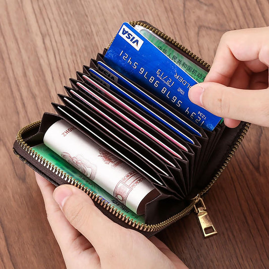 SYGA Fashion Women's Card Bag Zipper Small Coin Purse Male and Female Organ Credit Card Holder Multi-Card Driver's License Holder (GREY)