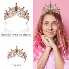 SYGA Crown Queen Rose Flower Tiaras Princess Hair Jewelry Headbands for Party Engagement Wedding (Crown-A0075)