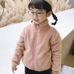 MOMISY Baby Boy & Girls Polyester Blend Round Neck Sweater Jacket Front Open Cardigan (2 to 3 Years, Pink)