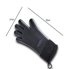 SYGA Set of 2 Cotton Lining Oven Gloves Environmentally Friendly Silicone Honeycomb Texture Non-Slip Thickening Insulation(Black)