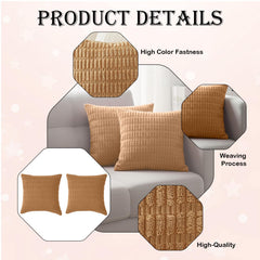 MOMISY Corduroy Cushion Throw Pillow Covers Pink 45 x 45cm, 18x18 inch (Khaki, 5)