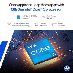 HP Laptop 15, Intel Core i5-1335U-13th Gen, (16GB DDR4,512GB SSD) Anti-Glare, Micro-Edge, FHD, 15.6''/39.6cm, Win11, M365 Basic(1yr)* Office24, Silver, 1.59kg, Iris Xe, FHD Camera w/Shutter