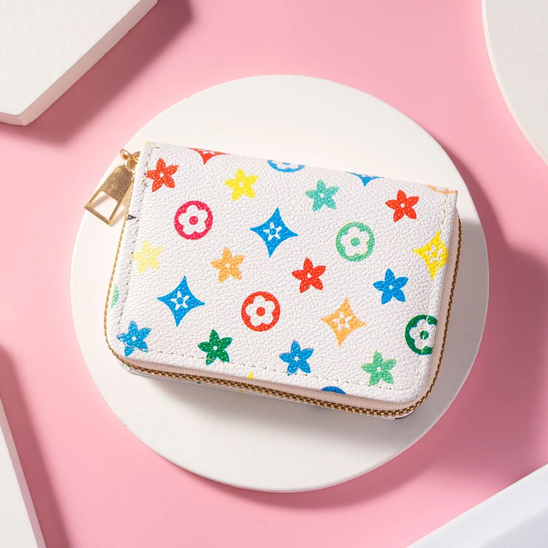 SYGA Card Bag Multi-Card Business Card Bag Zipper Coin Purse Card Holder Supports(Star-White-Style-9)
