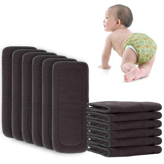 SYGA Pack of 1 Wetfree Reusable Washable Cotton Diaper Nappy Inserts for Baby Cloth Diapers, 5 Layer Bamboo Charcoal Inserts Liners Natures Cloth Diaper Liner (Single Unit)