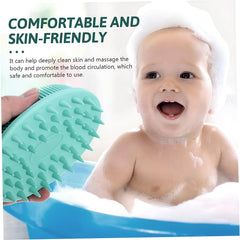 MOMISY Ultra Soft 2-in-1 Body & Shampoo Brush, Exfoliating Silicone Bath Scrubber, Premium Silicone Loofah, Scalp Massager (Green)