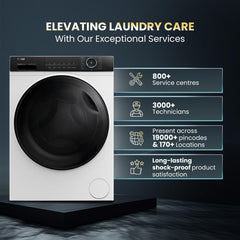 Haier 8 kg 5 Star Powered by AI-DBT with PuriSteam, 525mm Super Drum Fully Automatic Front Load Washing Machine (HW80-IM12929C, Inverter Motor with In-Built Heater, White)