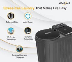 Whirlpool 10 Kg Semi-Automatic Top Loading Washing Machine (MAGIC CLEAN 10 DMIX GREY DAZZLE (10YR), Dynamix Detergent Dispenser)