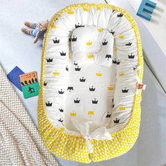 SYGA New Born Baby Nest Portable Reversible Sleeping Bed Foldable Sleeping Toddler Cotton Baby Mattress Pillow for 0-2 Years Baby, 53 X 88 CM, Blue Edge Blue Star