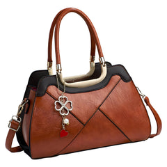 SYGA Women's Pillow-Shaped Handbag | Elegant Stitching & Contrast Color Design | Zipper Closure Bag for Daily Use