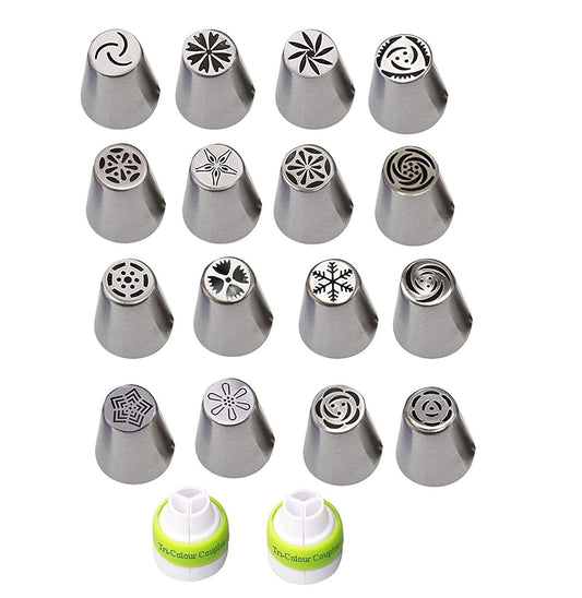 SYGA Russian Piping Tips(16) with 2 Icing Cupler Cake Decoration Kit