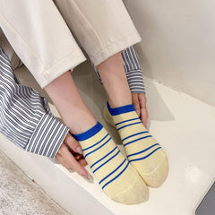 MOMISY Women Ladies Girls Cotton Invisible No show Cotton Loafer Adult Socks (Multi-colour Pack of 6)-Free Size-Striped