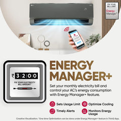 LG 1.5 Ton 5 Star, Wi-Fi, Energy Manager+, DUAL Inverter Split AC (Copper, AI+ Convertible 6-in-1, Diet Mode+, 4 Way Swing, HD Filter with Anti-Virus Protection, US-Q19MWZE, Black Mirror)
