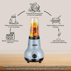 ACTIVA Easy Mix Nutri 4 Jar Mixer Grinder for Smoothies, Chutney & Shakes, Long Lasting Shock Proof Abs Body, Powerful 500 Watt Heavy Duty Motor With Nano Grinding Technology, 2 Years warranty (Grey)