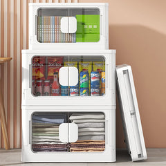 SYGA Large Snack Storage Box Drawer Type Clothes Toy Book Storage Box Home Living Room Finishing Storage Cabinet(White- Transparent)
