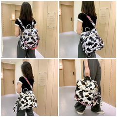 MOMISY Backpack Women handbag and Shoulder Bag PU Leather Travel Waterproof Ladies Girls College- Beige Cow