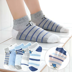 MOMISY 5 Pairs Baby Kids Girl Boys Tube Socks Toddlers Comfortable Ankel Length gifts (SmilingRobot, 3 to 5 year)
