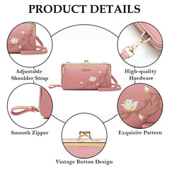 MOMISY Multi-Function Crossbody Bags for Women Mobile Purse Cell Phone Pouch with Adjustable Wide Strap Holder Pocket Small Purse Wallets Sling Bag Mini Shoulder Bags for Ladies Girls (Dark Pink)