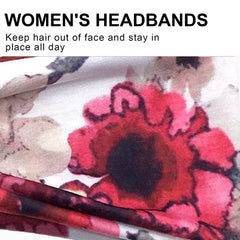 MOMISY 3Pcs Headbands for Women Yoga Running Sports Workout Hiking Hairband Elastic Non Slip Sweat for Girls- Black Peach Red Flower